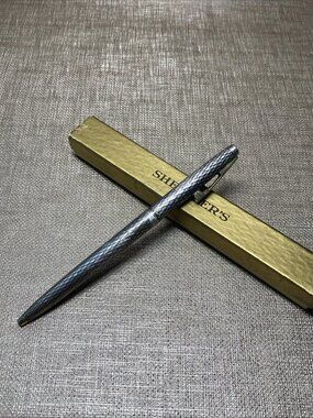Vintage Sheaffer Sterling Silver Ballpoint Pen Engine Turn Pattern w BoxUSA1950s